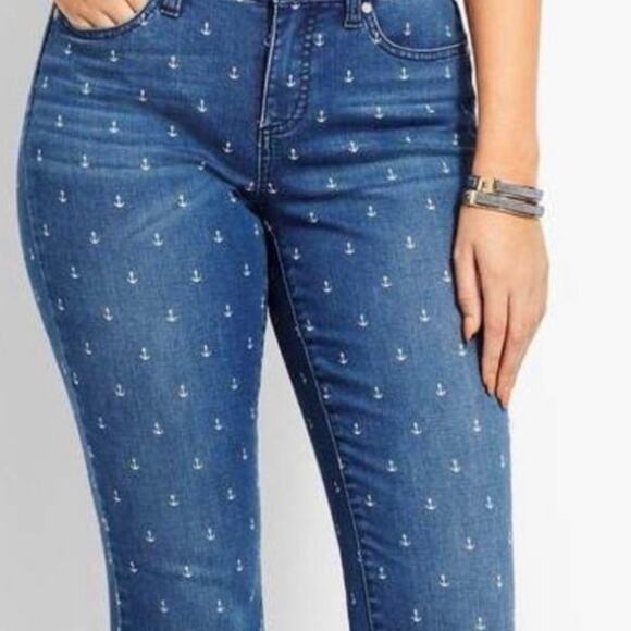 Tommy Hilfiger Denim - Tommy Hilfiger Nautical Anchor Print Crop Straight Leg Jeans size 4